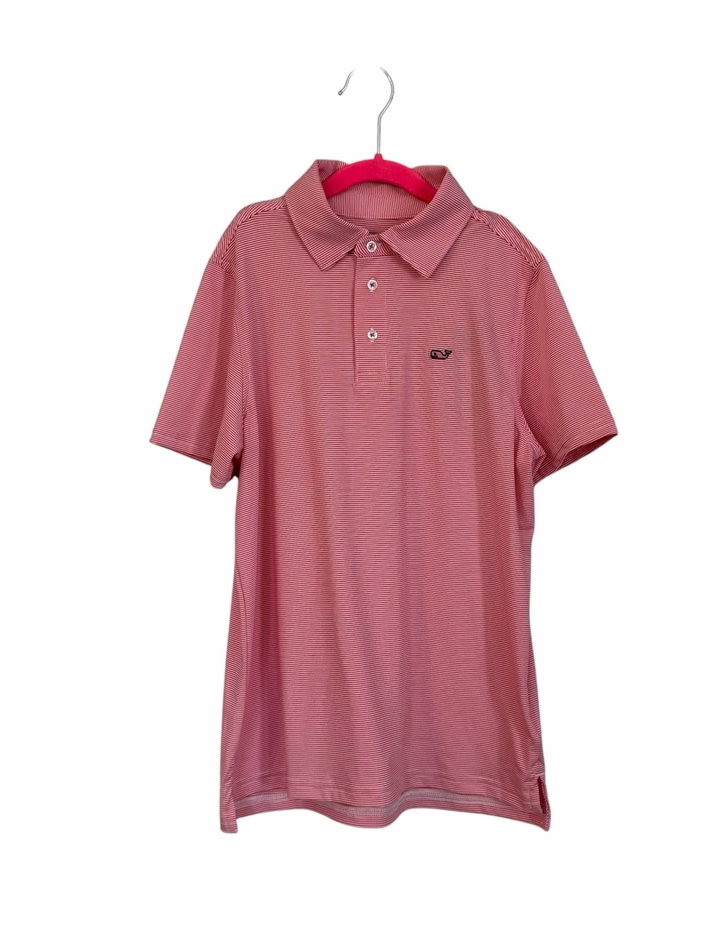 Vineyard Vines Boys On the Go SanKaty Pink & White Striped Polo Sz M NWOT